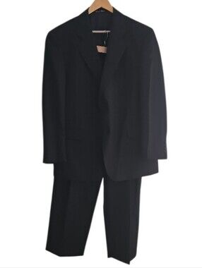 Kilburne & Finch 44R 39W Wool Blend Suit Black Classic Business Formal Suit
